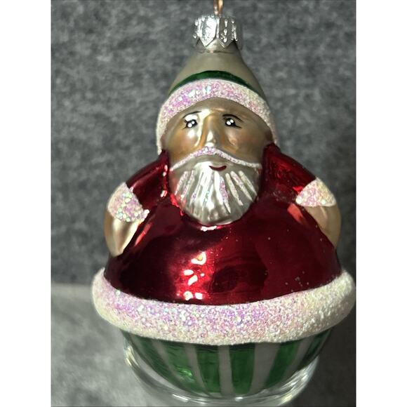 Christopher Radko Roly Poly Santa Striped Bottom 1994 - Picture 1 of 3